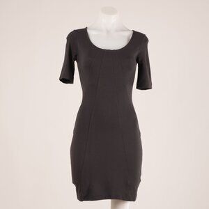 H&M Black Scoop Neck Button Back Bodycon Dress Size 6